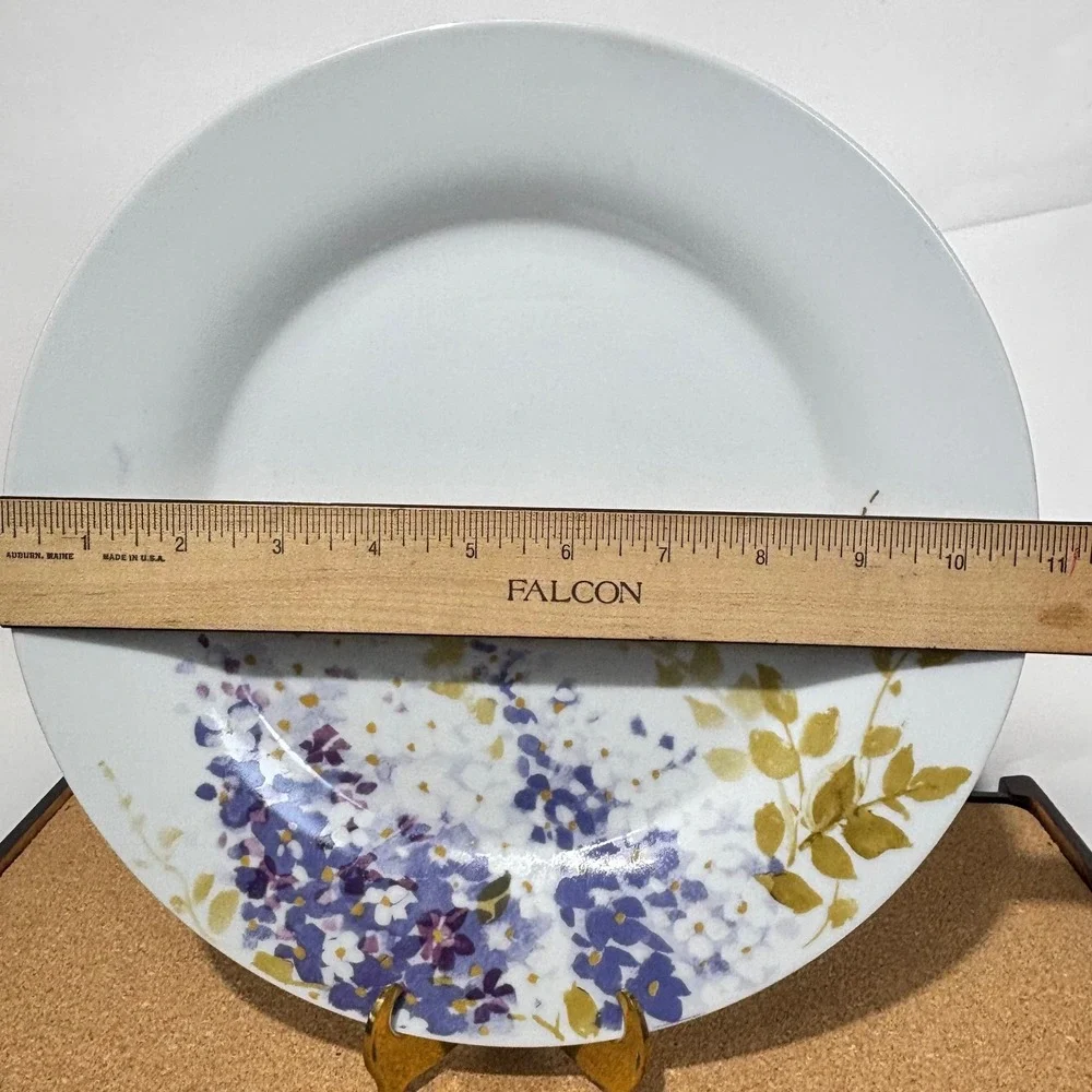 Gibson Everyday Wisteria Dragonfly Dinner Plates Set of 4 Purple Floral 90s